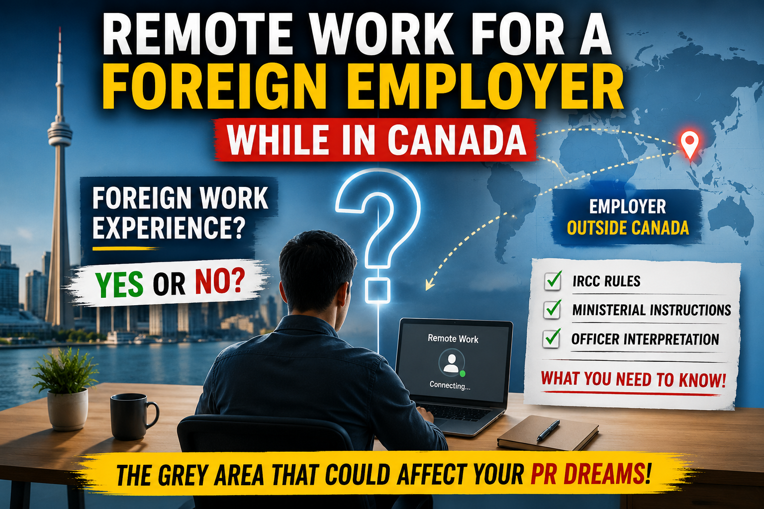 Express Entry foreign work experience analysis showing remote work for a foreign employer while living in Canada